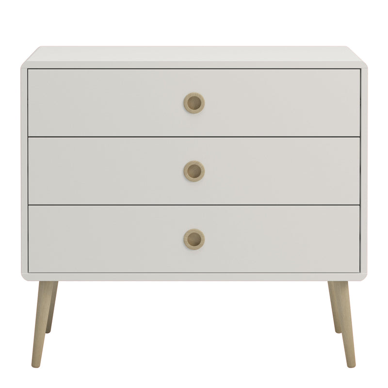 FTG Chest Of Drawers Softline 3 Drawer Wide Chest Off White Bed Kings