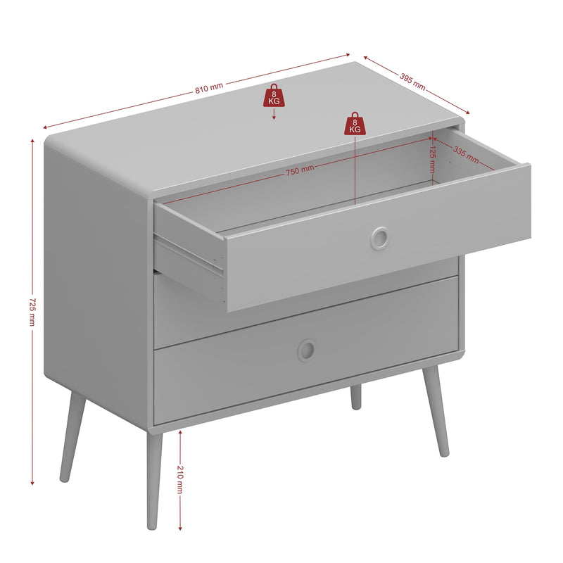 FTG Chest Of Drawers Softline 3 Drawer Wide Chest Off White Bed Kings