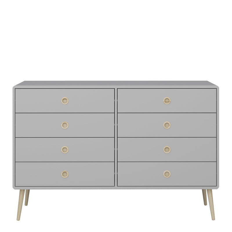 FTG Chest Of Drawers Softline 4 + 4 Wide Chest Grey Bed Kings