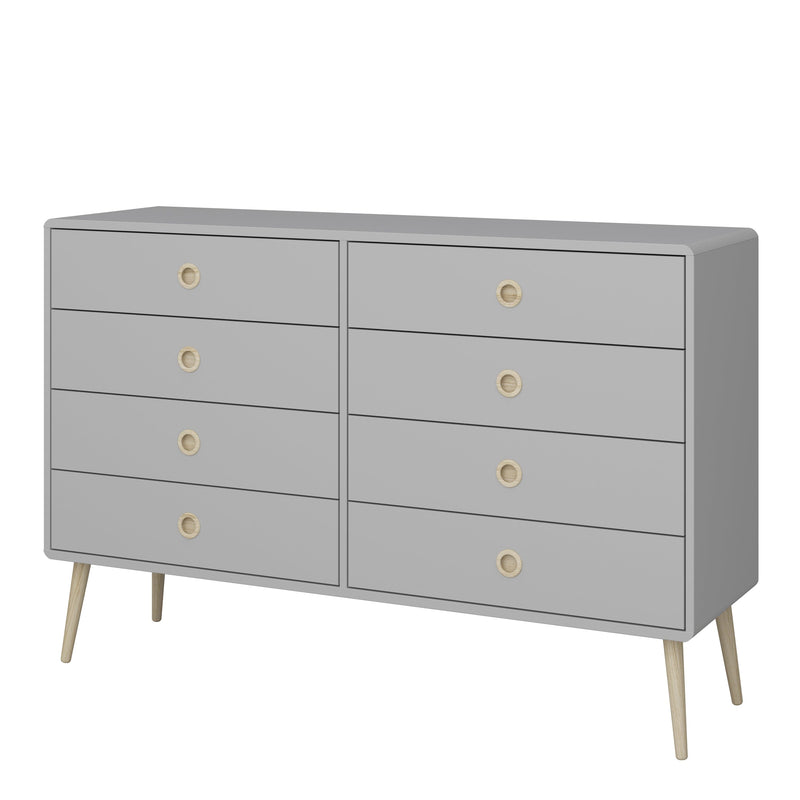 FTG Chest Of Drawers Softline 4 + 4 Wide Chest Grey Bed Kings