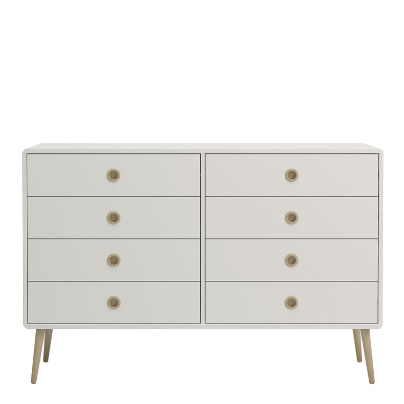 FTG Chest Of Drawers Softline 4 + 4 Wide Chest Off White Bed Kings
