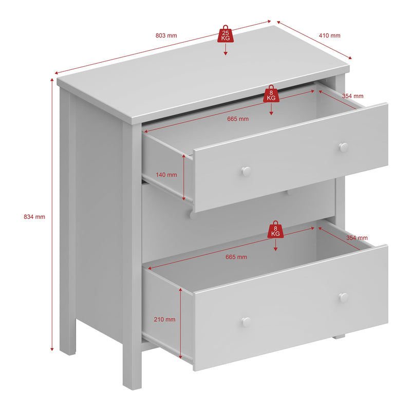 FTG Chest Of Drawers Tromso 3 Drawer Chest Off White Bed Kings