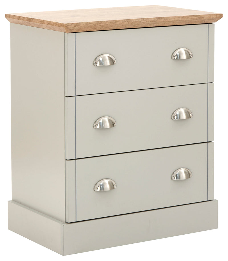 GFW Chest Of Drawers Kendal 3 Drawer Chest Grey Bed Kings
