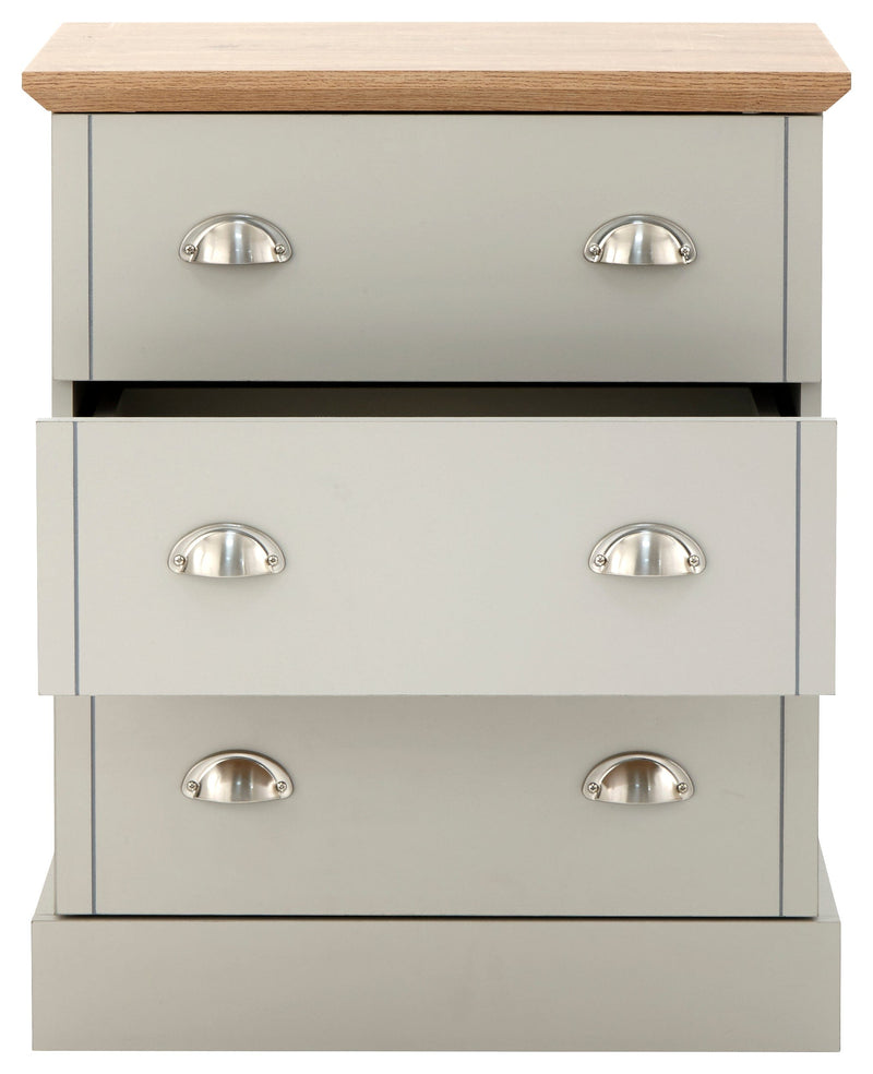 GFW Chest Of Drawers Kendal 3 Drawer Chest Grey Bed Kings