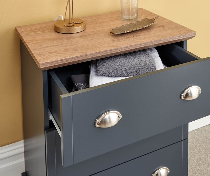 GFW Chest Of Drawers Kendal 3 Drawer Chest Slate Blue Bed Kings