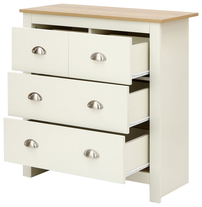 GFW Chest Of Drawers Lancaster 2+2 Drawer Chest Cream Bed Kings
