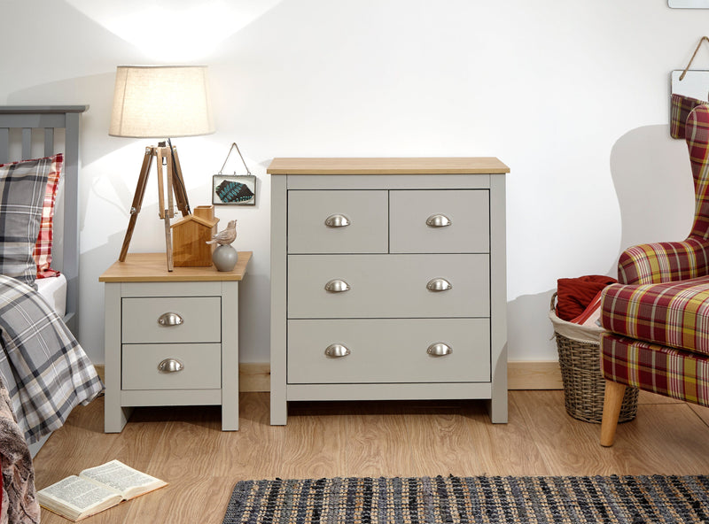 GFW Chest Of Drawers Lancaster 2+2 Drawer Chest Grey Bed Kings