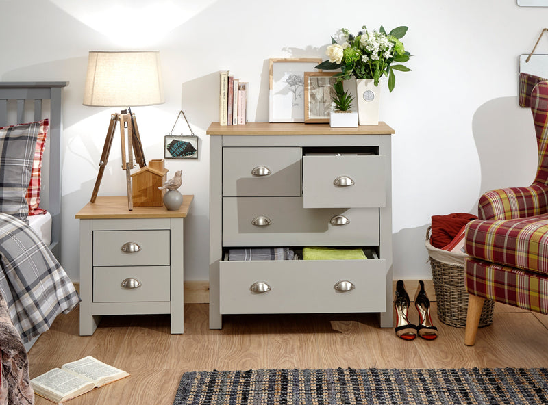 GFW Chest Of Drawers Lancaster 2+2 Drawer Chest Grey Bed Kings