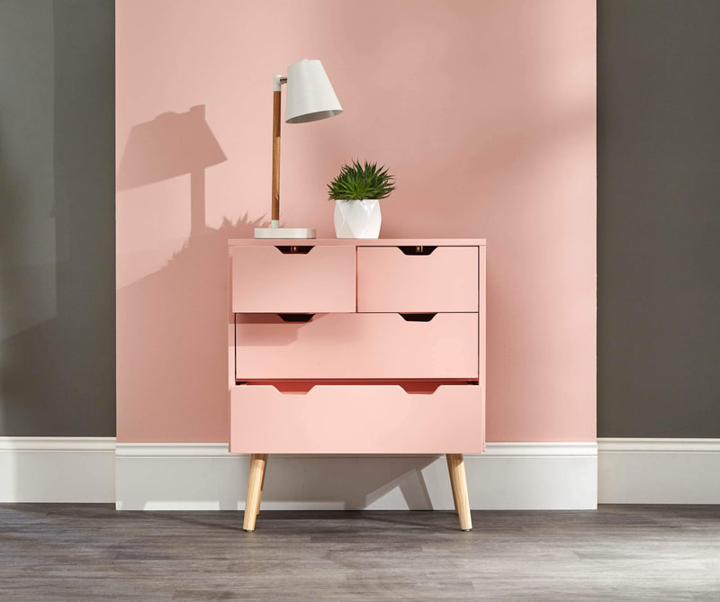GFW Chest of Drawers Nyborg 2+2 Drawer Chest Dark Coral Pink Bed Kings