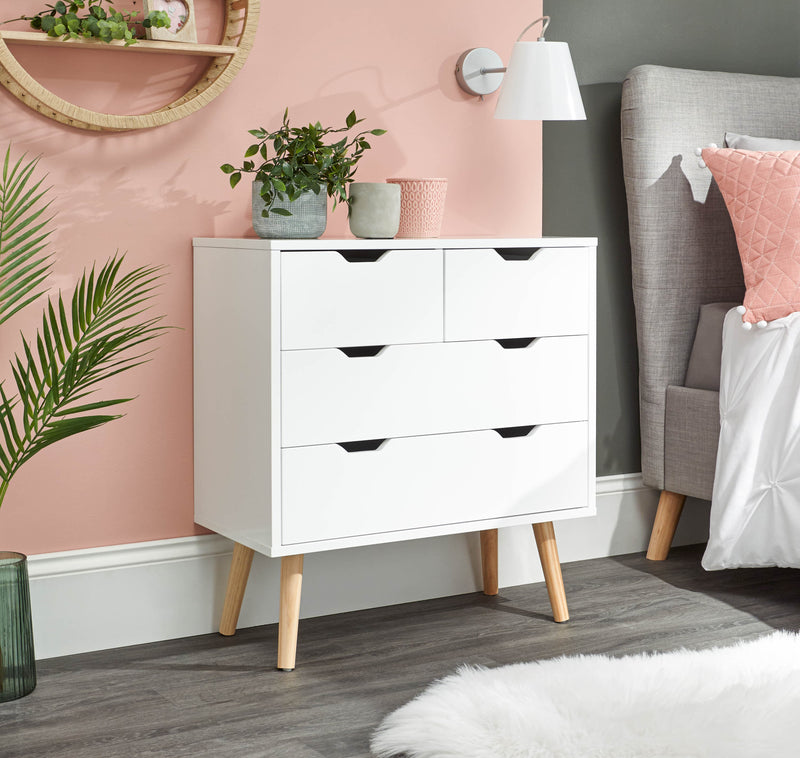 GFW Chest Of Drawers Nyborg 2+2 Drawer Chest White Bed Kings