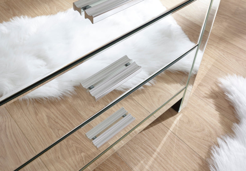 GFW Chest Of Drawers Venetian 4 Drawer Chest Clear Mirror Finish Bed Kings