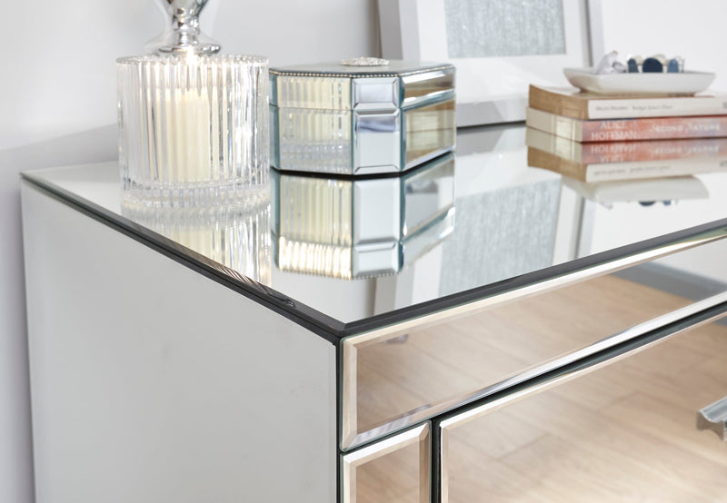 GFW Chest Of Drawers Venetian 4 Drawer Chest Clear Mirror Finish Bed Kings