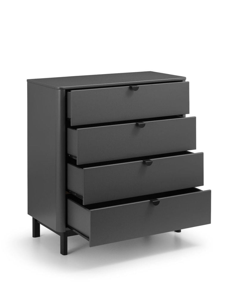 Julian Bowen Chest Of Drawers Chloe 4 Drawer Chest - Storm Grey/Black Bed Kings