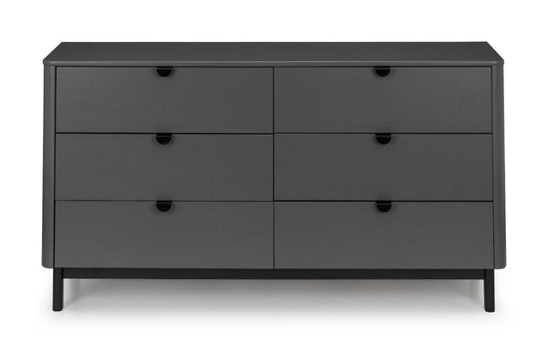 Julian Bowen Chest Of Drawers Chloe 6 Drawer Wide Chest - Storm Grey/Black Bed Kings