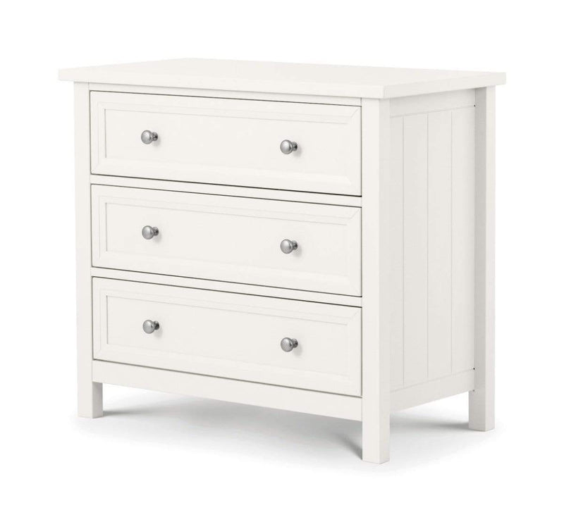 Julian Bowen Chest Of Drawers Maine 3 Drawer Chest - Surf White Bed Kings