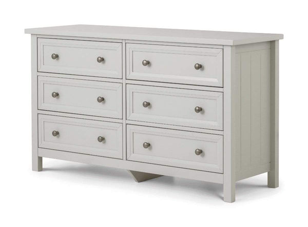 Julian Bowen Chest Of Drawers Maine 6 Drawer Wide Chest- Dove Grey Bed Kings