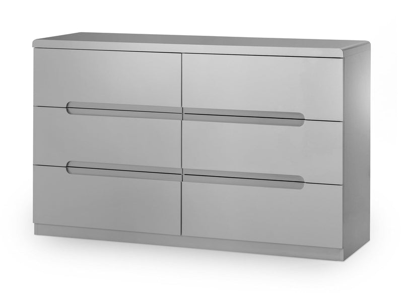 Julian Bowen Chest Of Drawers Manhattan 6 Drawer Wide Chest - Grey Bed Kings
