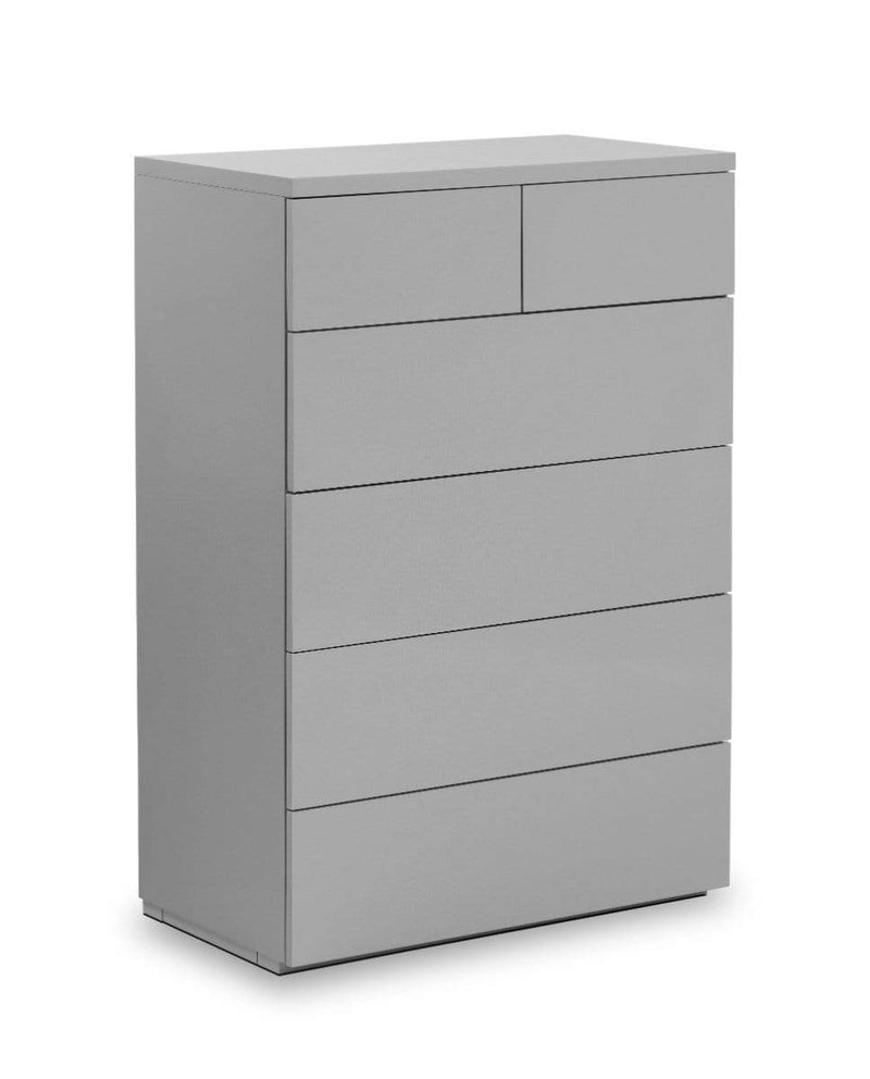 Julian Bowen Chest Of Drawers Monaco 4+2 Drw Chest - Grey Gloss Bed Kings