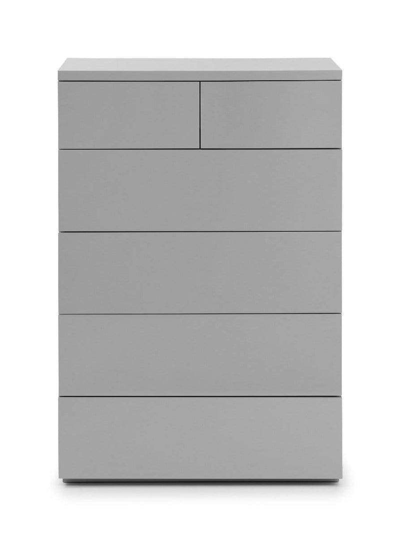 Julian Bowen Chest Of Drawers Monaco 4+2 Drw Chest - Grey Gloss Bed Kings