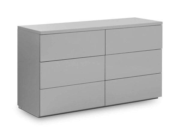 Julian Bowen Chest Of Drawers Monaco 6 Drw Wide Chest - Grey Gloss Bed Kings