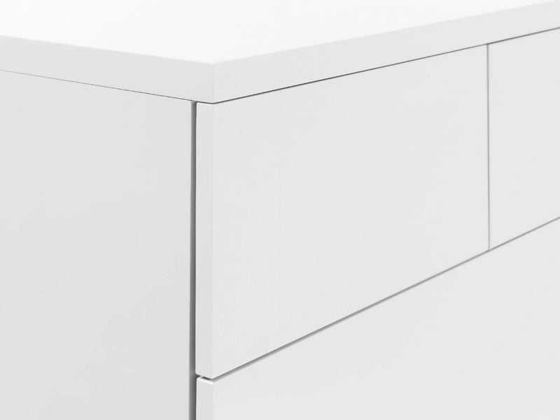 Julian Bowen Chest Of Drawers Monaco 6 Drw Wide Chest - White Gloss Bed Kings