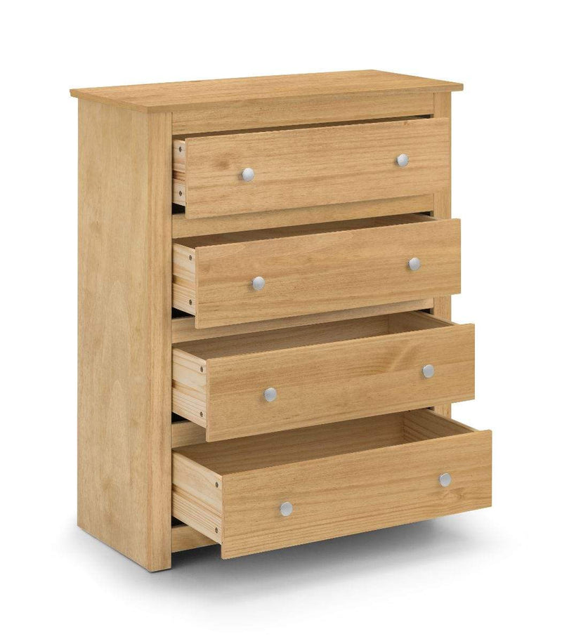 Julian Bowen Chest Of Drawers Radley 4 Drawer Chest - Waxed Pine Bed Kings