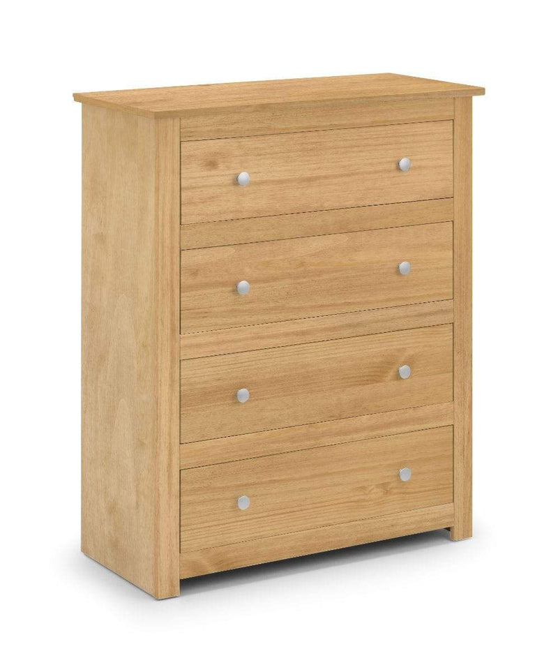 Julian Bowen Chest Of Drawers Radley 4 Drawer Chest - Waxed Pine Bed Kings