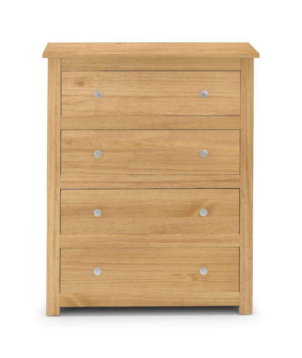 Julian Bowen Chest Of Drawers Radley 4 Drawer Chest - Waxed Pine Bed Kings