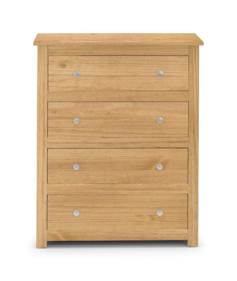 Julian Bowen Chest Of Drawers Radley 4 Drawer Chest - Waxed Pine Bed Kings