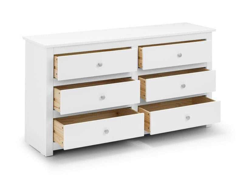 Julian Bowen Chest Of Drawers Radley 6 Drawer Chest - Surf White Bed Kings