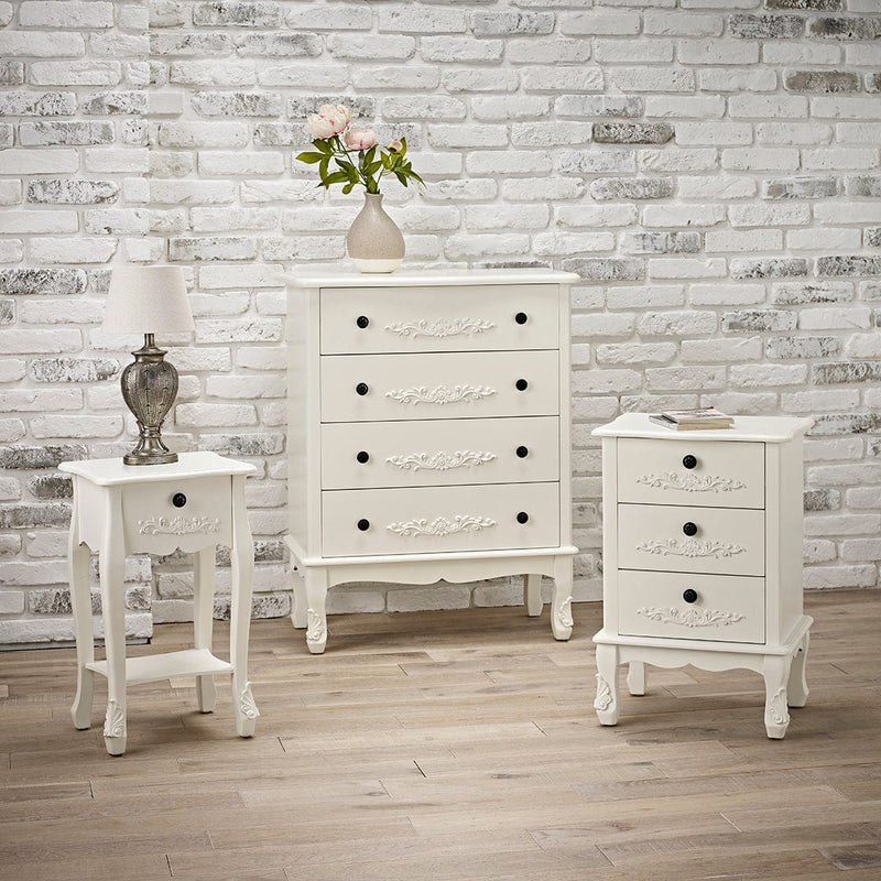 LPD Chest Of Drawers Antoinette 3 Drawer Chest White Bed Kings