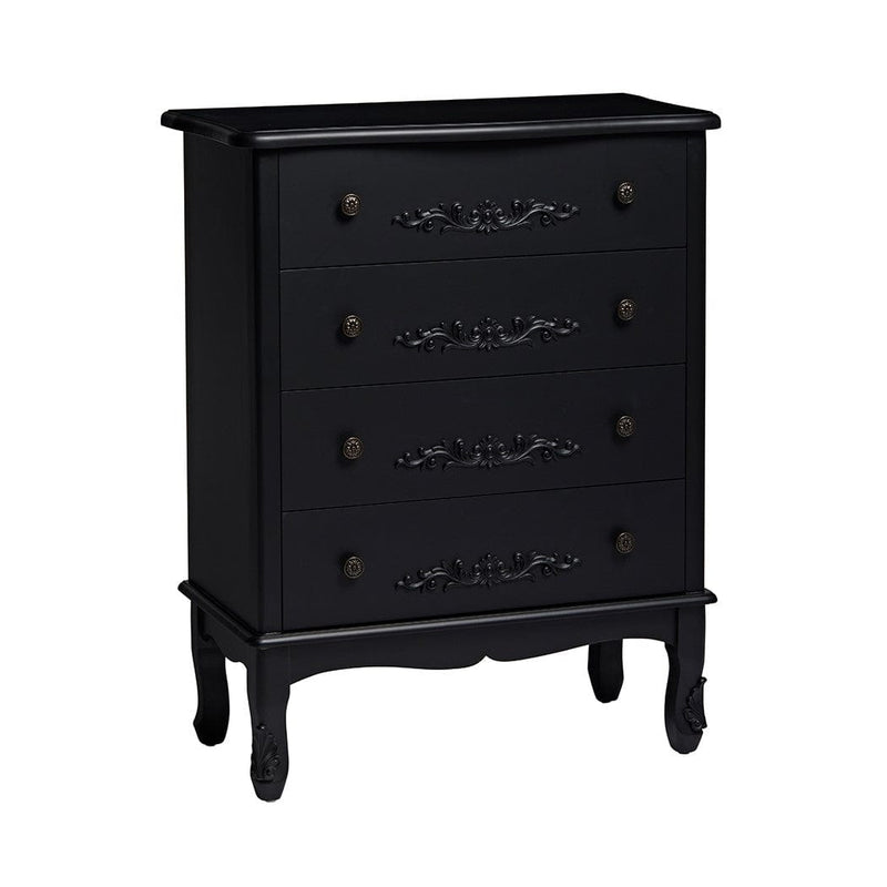 LPD Chest Of Drawers Antoinette 4 Drawer Chest Black Bed Kings