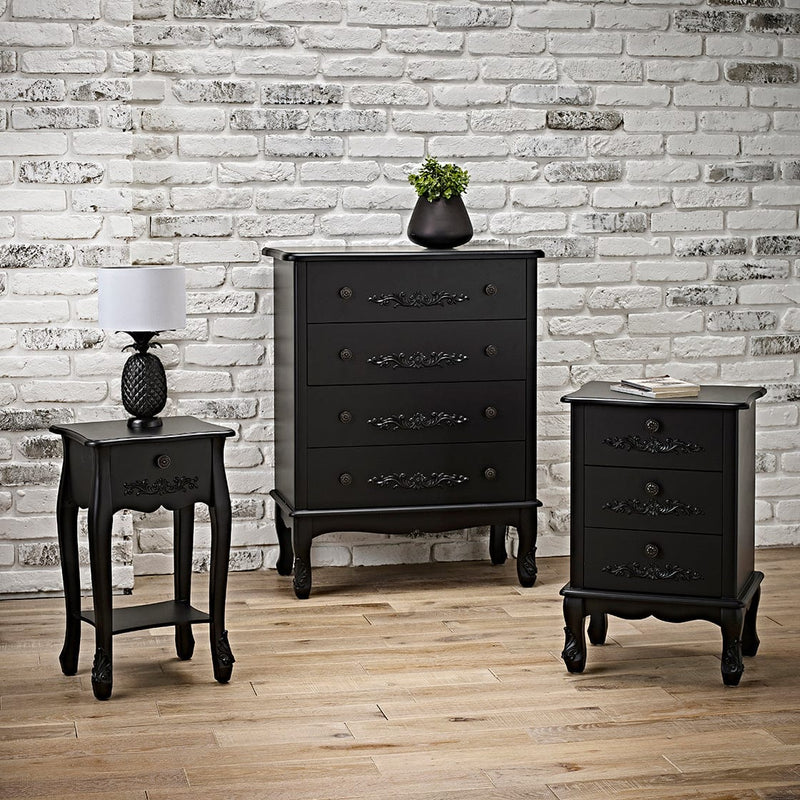LPD Chest Of Drawers Antoinette 4 Drawer Chest Black Bed Kings