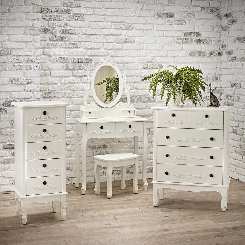 LPD Chest Of Drawers Antoinette 5 Large Drawer Chest White Bed Kings