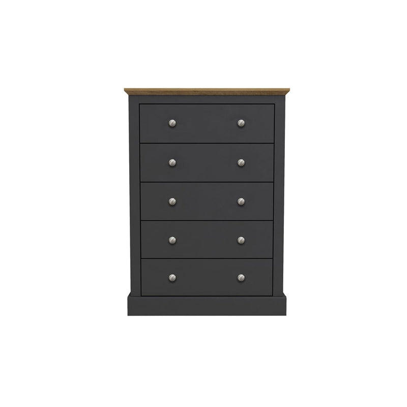 LPD Chest Of Drawers Devon 5 Drawer Chest Charcoal Bed Kings
