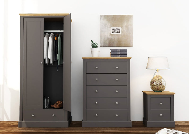 LPD Chest Of Drawers Devon 5 Drawer Chest Charcoal Bed Kings