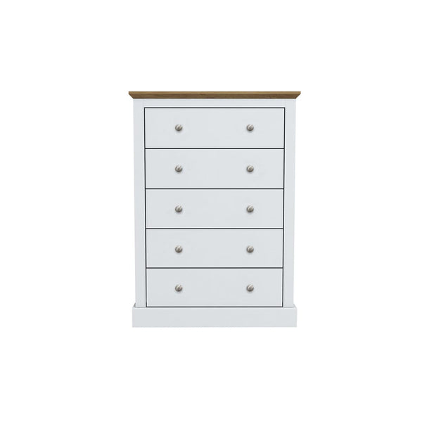 LPD Chest Of Drawers Devon 5 Drawer Chest White Bed Kings