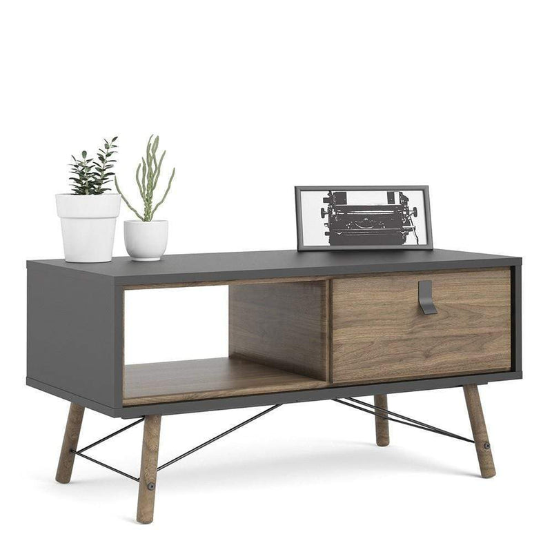 FTG Coffee Table Ry - Coffee table with 1 drawer - Matt Black Walnut Bed Kings