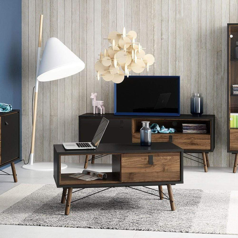 FTG Coffee Table Ry - Coffee table with 1 drawer - Matt Black Walnut Bed Kings