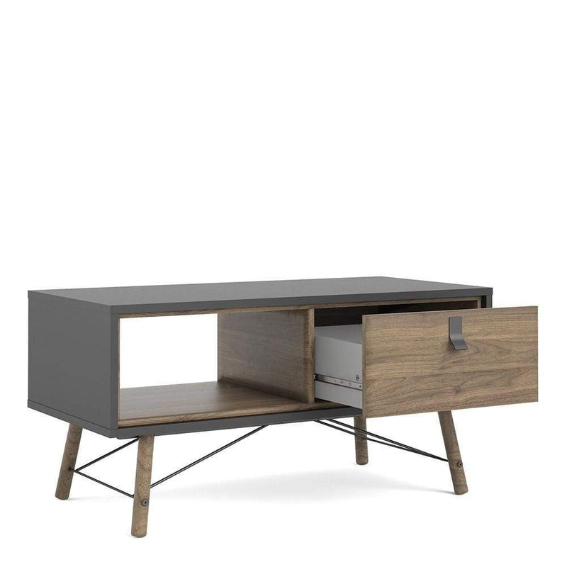 FTG Coffee Table Ry - Coffee table with 1 drawer - Matt Black Walnut Bed Kings