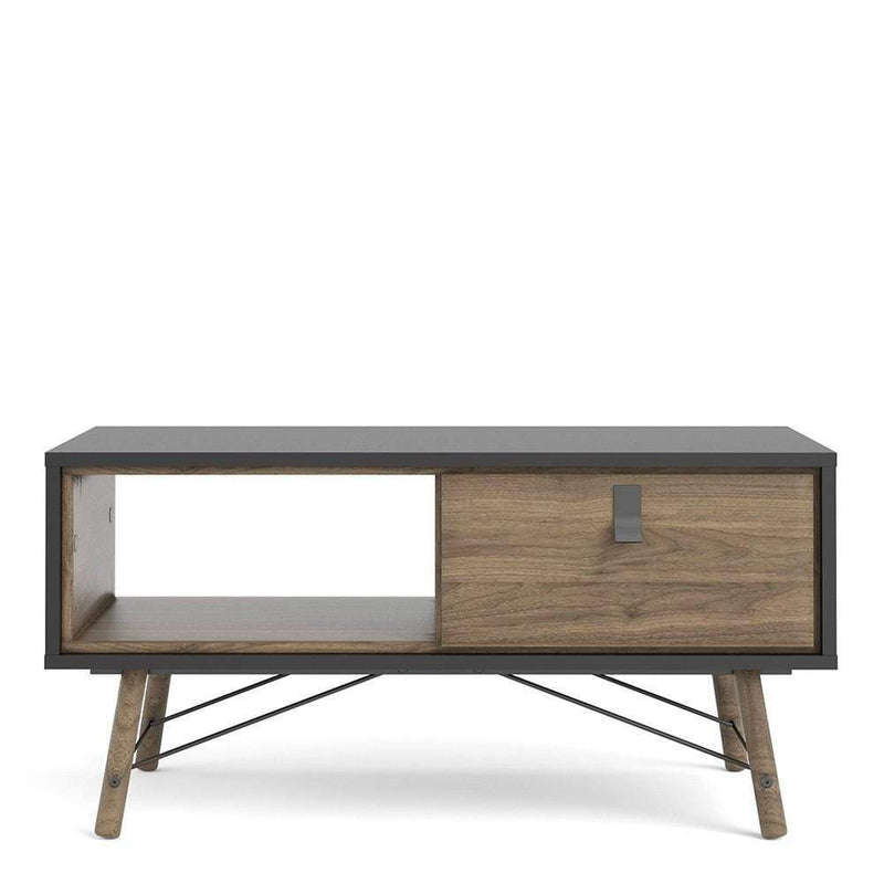 FTG Coffee Table Ry - Coffee table with 1 drawer - Matt Black Walnut Bed Kings