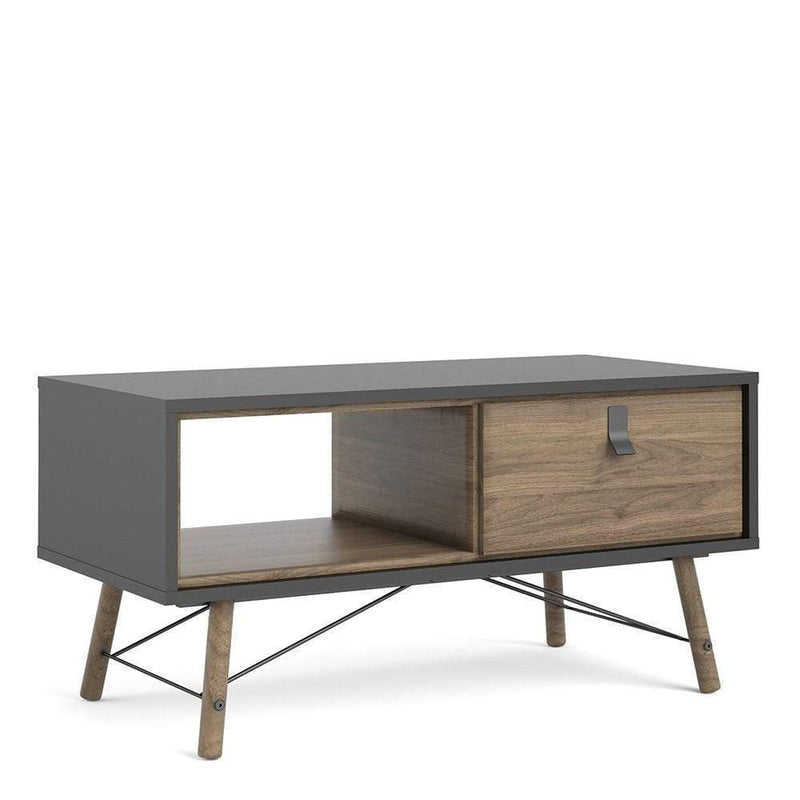 FTG Coffee Table Ry - Coffee table with 1 drawer - Matt Black Walnut Bed Kings