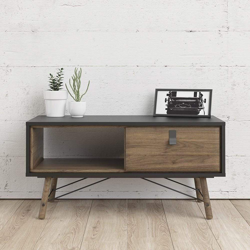 FTG Coffee Table Ry - Coffee table with 1 drawer - Matt Black Walnut Bed Kings