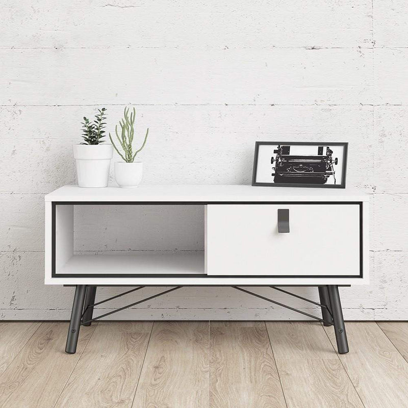 FTG Coffee Table Ry - Coffee table with 1 drawer - Matt White Bed Kings