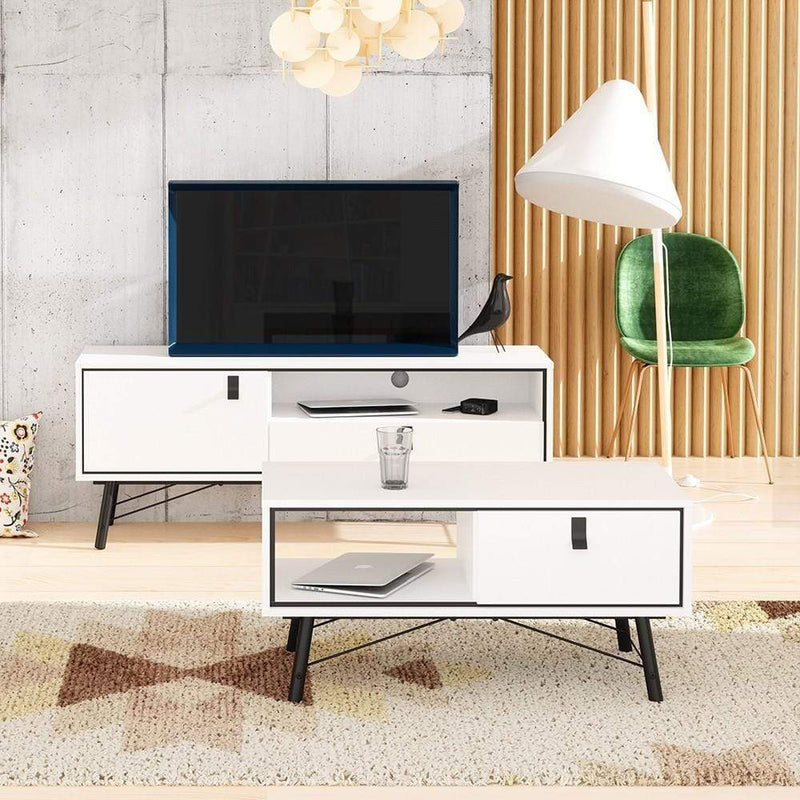 FTG Coffee Table Ry - Coffee table with 1 drawer - Matt White Bed Kings