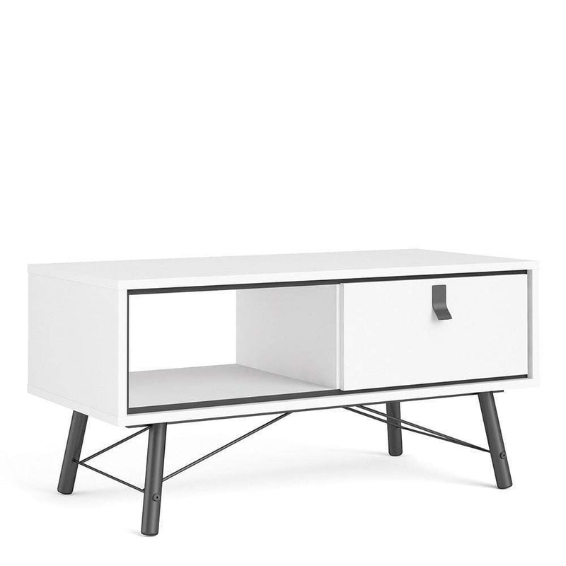 FTG Coffee Table Ry - Coffee table with 1 drawer - Matt White Bed Kings