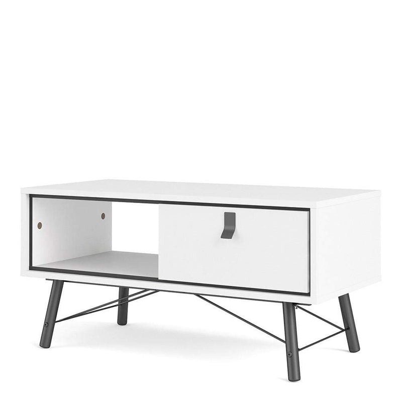 FTG Coffee Table Ry - Coffee table with 1 drawer - Matt White Bed Kings
