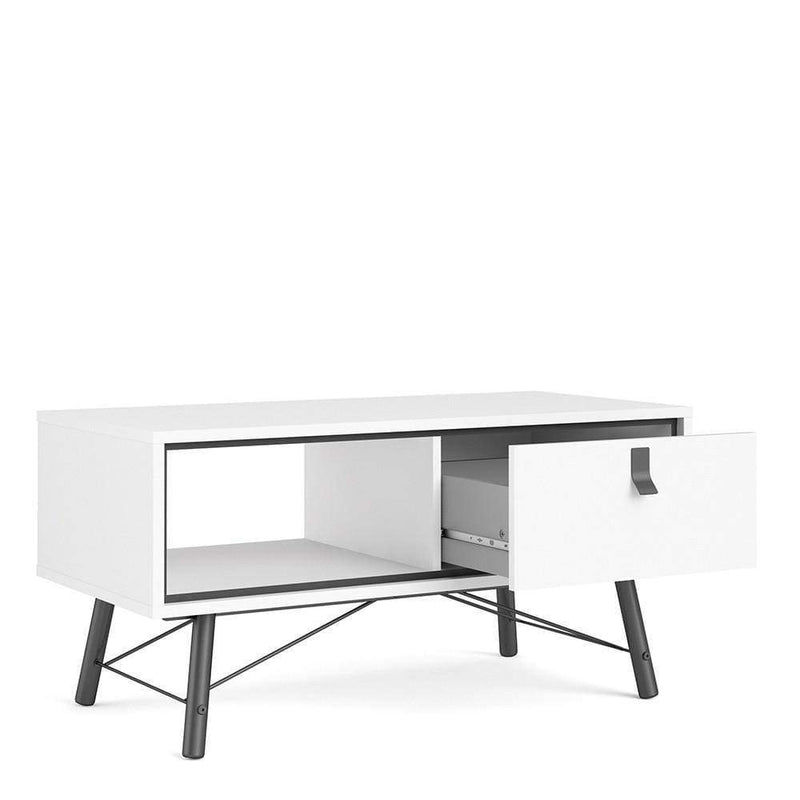 FTG Coffee Table Ry - Coffee table with 1 drawer - Matt White Bed Kings