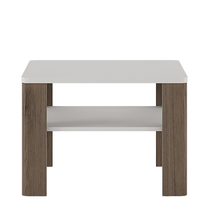 FTG Coffee Table Toronto - Coffee Table with shelf - White High Gloss with San Remo Oak inset Bed Kings