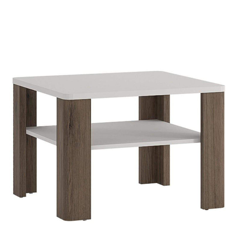 FTG Coffee Table Toronto - Coffee Table with shelf - White High Gloss with San Remo Oak inset Bed Kings